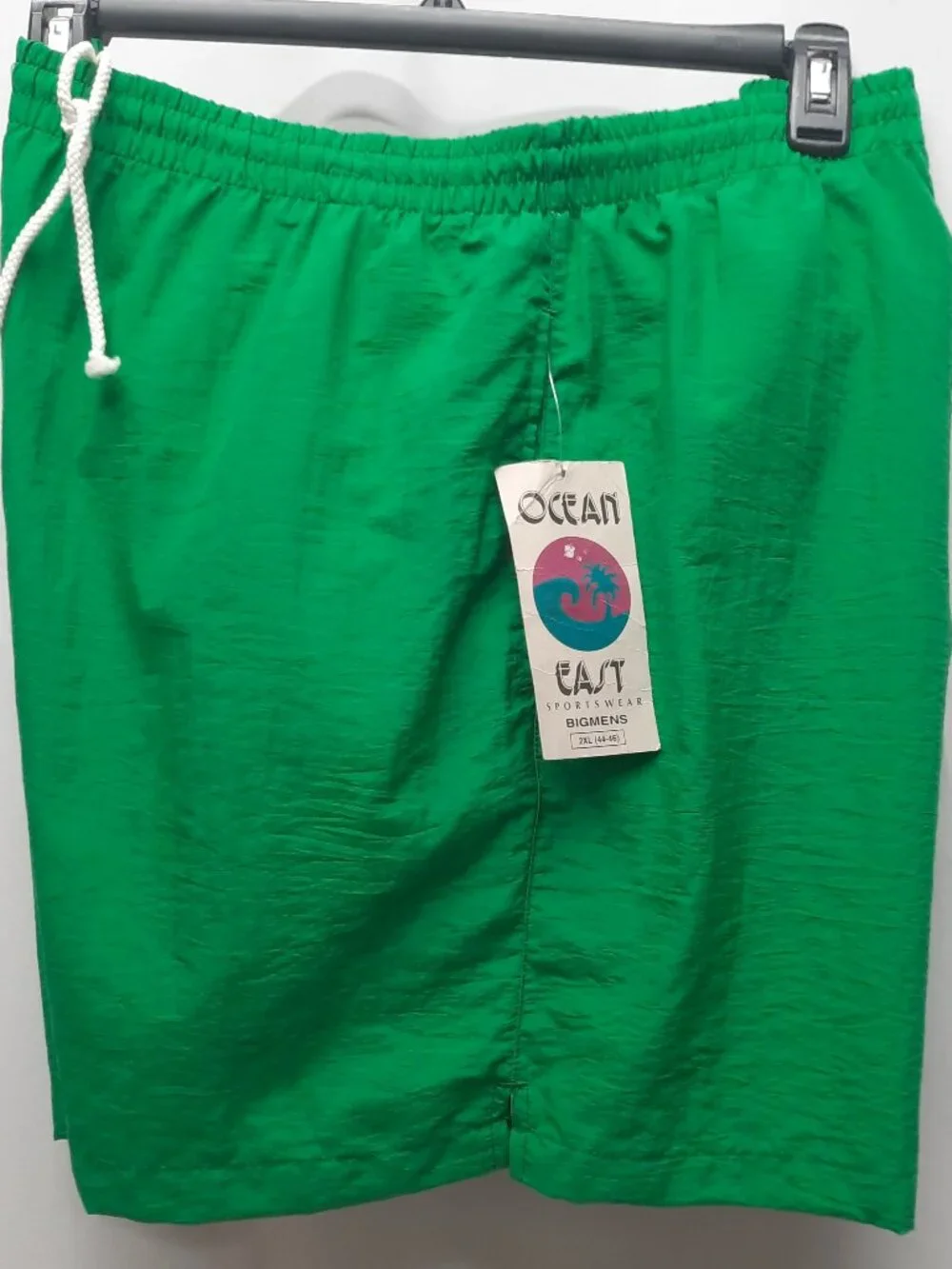 Vintage Ocean East Swim Trunks Men 2XL 44 46 Green Crinkle Nylon Mesh Liner NWT - Picture 2 of 9